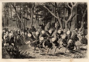 A rizskör tánca, amely az év 10. hónapjában zajlik, a gabonanövényekhez kapcsolódik. Aime Humbert, a Svájci Államszövetség minisztere 1863–1864-es metszete a japán utazás szemléltetésére, megjelent a „le tour du monde” és alkotó: Unknown artist