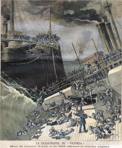 A „Victoria” csatahajó katasztrófája 1893-ban. Tryon admirális és 359 tiszt és angol tengerész halála alkotó: Unknown artist