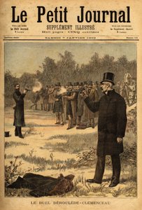 A (1626 óta Franciaországban betiltott) pisztolypárbaj Paul Deroulede (1846-1914) és Georges Clemenceau (1841-1929) képviselői között nem árt. Metszet a „” Le petit Journal”-ban 1893.07.01. Selva gyűjteménye. alkotó: Unknown artist