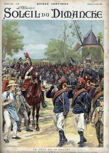 A július 14-i ünnepség: Marchand parancsnok a szenegáli lovasok élén áll. Metszet a „Le sun-du-dimanche”-ban, július 23 alkotó: Unknown artist