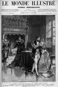 Az utolsó kvartett, a negyedik felvonás második festménye, amely a kimbolti kastély termében játszódik. Camille Saint Saens (Saint-Saens) Henrik VIII című operájának jelenete március 5-én a Nemzeti Zeneakadémián. alkotó: Unknown artist