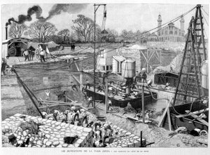 Az Eiffel-torony alapjai: a Szajna-parti keszonok - „” illusztrációban”” 1887.05.14. ¿ alkotó: Unknown artist