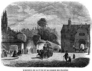 A pitie salpetriere kórház (PITIE-SALPETRIERE) és a párizsi növénykert 1858-ban. alkotó: Unknown artist