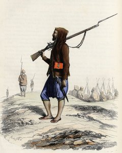 Abd-el-Kader emír gyalogsága ellenállt a francia hadseregnek az 1830-as algíri expedíció során. Leon Galibert „” L