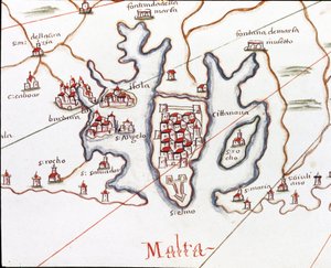 Málta szigete a St. Elmo erőddel (a Portulan de Castellini részlete alkotó: Unknown artist