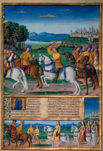 VI. Károly őrülete (1368-1422). 1392. augusztus 5-én a Le Mans-i erdőben a dühödt őrület rohamai kezdték átélni: hazaárulásért kiáltozva megtámadta saját csapatát, és megölt négy embert. Enguerrand de Monstrelet krónikái (1400. v.). alkotó: Unknown artist