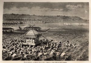 A tennoo gots matsouri (vásár, felvonulás) minden évben a 6. hónap 6. napján kerül megrendezésre, Yedo (vagy Edo, mai Tokió) strandjainak halászai számára ez a jubileum ünnepe. kedvenc istenségük: Tengu, a szárny alkotó: Unknown artist