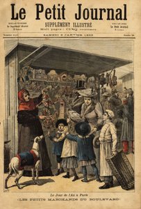 A kereskedők és körúti kiállításaik az év napján Párizsban. Metszet a „” Le petit Journal”-ban 1892.02.01. Selva gyűjteménye. alkotó: Unknown artist