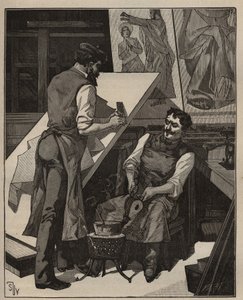 A mozaik: mozaikműhely. Metszet 1885-ből Adolphe BITARD „Les arts et metiers illustres” című könyvében. alkotó: Unknown artist
