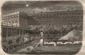 A déli ágyú (napágyú) a párizsi Palais Royalban (Palais-Royal). Metszet 1857-ből a „Le Musee Des Sciences”-ben alkotó: Unknown artist
