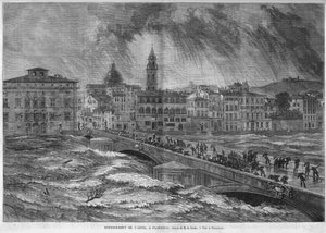 Az Arno túlcsordulása Firenzébe 1868-ban. alkotó: Unknown artist