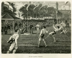 A tenyérjátékban van Franeker (Hollandia). Metszet a La Frise című történet illusztrálására, egy holland újság kapcsolatán alapul, in le tour du monde 1886, rendező: Edouard Charton (1807-1890), Hachette, Párizs. alkotó: Unknown artist