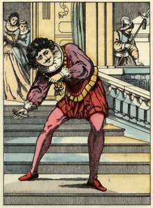 A herceg felveszi Hamupipőke üvegcipőjét. Illusztráció Charles Perrault „Hamupipőke vagy La petite slipper de verre” című meséjéről alkotó: Unknown artist