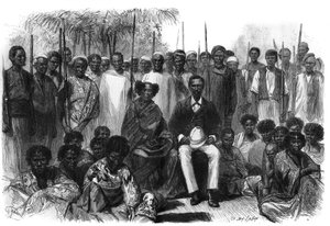 A Sakalaves királynője, Anarina és howa származású férje Franciaország védelme alá került a Madagaszkárról induló expedíció során. Metszet a „” Le Monde Illustré”-ben alkotó: Unknown artist