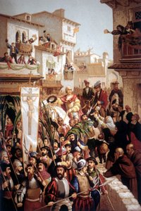 Kolumbusz Kristóf (1451-1506) olasz származású hajós visszatérése Spanyolországba 1493-ban. alkotó: Unknown artist