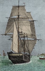 A „Beagle” hajó (expedíció, amelyben Darwin természettudósként vett részt alkotó: Unknown artist