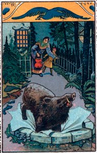 A szörnyű vadkan. Kínai mese. Kromolitográfia a 19. század végéről. alkotó: Unknown artist
