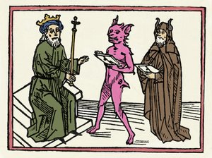 Belial tárgyalása: „Démon Belial átadja megbízólevelét Salamon bírónak” „Vésszet „Béliál peréből” Jacobus de Teramo (vagy Palladino), Ausburg alkotó: Unknown artist