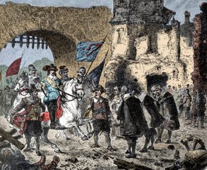 Harminc éves: Bernard szász Weimar (Szász-Weimar) tábornok (1604-1639) között győzött Breisachban (Németország) - Weimari Bernhard Breisachba belépve - alkotó: Unknown artist