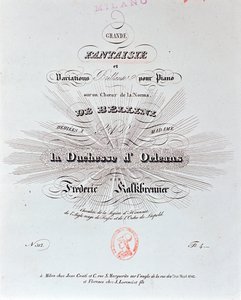 F Kalkbrenner Grande Fantaisie kottájának címlapja alkotó: Unknown artist