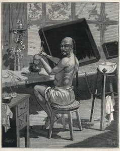 Tong olajhiány Kínában. Metszet 1885-ből Adolphe BITARD „Les arts et metiers illustres” című könyvében. alkotó: Unknown artist