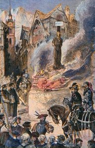 Michel Servet kínzása Genfben (Michael Servetus) (Michel de Villeneuve) Spanyol orvos és teológus (1511-1553) - Le torice de Michel Servet (Miguel Serveto) (1511-1553) genfi, spanyol orvos és teológus Metszet alkotó: Unknown artist