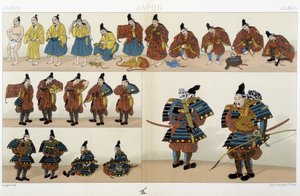 Hagyományos japán szamuráj ruházat – Racinet „A történelmi jelmez”-ben alkotó: Unknown artist