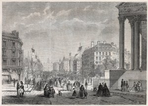 Párizs átalakulásai a második birodalom alatt, Paris Haussmann: a Boulevard Malesherbes díszítése, 1861. augusztus 13-án, felavatása napján – „Le Monde Illustré” metszet” alkotó: Unknown artist