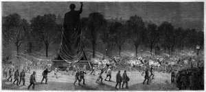 A Republique szobor (Marianne bronz, 9,50 m magas) fordítása Thiebaut úr műhelyéből a párizsi Place de la Republique-ban 1883-ban alkotó: Unknown artist