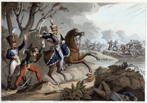 Két francia tiszt fogságba esett az albuera-i csatában – Edward Orne „Történelmi, katonai és haditengerészeti anekdotáiban...” alkotó: Unknown artist