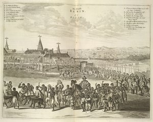 Kilátás Beninre. Őslakosok felvonulása alkotó: Unknown artist