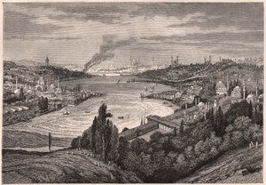 Kilátás Konstantinápolyra, ma Isztambulra és az Aranyszarvra a XIX. században alkotó: Unknown