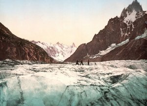 Kilátás a Mont Blanc-ra: A Mer de Glace. Photochrome c. 1890. alkotó: Unknown artist