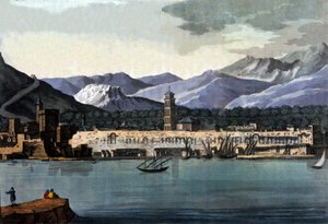 Kilátás Splitre (Spalato), Horvátország, a tenger felől. Akvarell a 19. század elejéről alkotó: Unknown artist