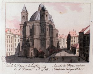 Kilátás a Szent Péter-templom térre, Bécsben, Ausztriában. alkotó: Unknown artist