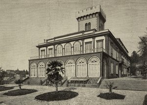 A Villa Fabbricotti látképe, ahol Viktória királynő (1819-1901) egy ideig tartózkodott, Firenze, Olaszország, metszet G Brogi fényképéről, L