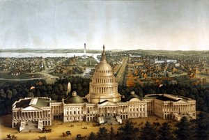 Washington és a Fehér Ház kilátása egy 1820-as előadásban. alkotó: Unknown artist