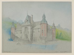 Kilátás egy kastélyra a folyón alkotó: Unknown artist