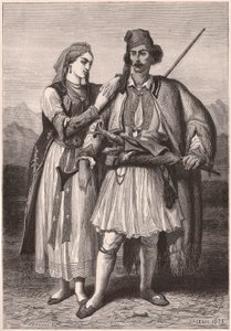 Kilátás egy pár albán népviseletben a XIX alkotó: Unknown