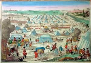 Kilátás egy katonai táborra Poroszországban. Metszet a 19. századi Párizsról, Armee Múzeum alkotó: Unknown artist