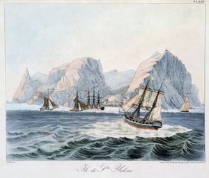 Szent Ilona szigetének látványa a „” Napéjegyenlőségi régiók látképei és tájai, világ körüli utazás során összegyűjtve”, sd. század eleje alkotó: Unknown artist