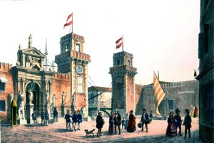 Kilátás a Velencei Arzenálra a XIX. alkotó: Unknown artist