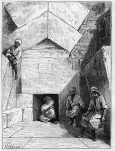 Kilátás a Kheopsz piramis (Cheops, Keops, Khoufu, Khufu) bejáratára Guizehben (Guiseh, Giza, Giza), Egyiptom alkotó: Unknown artist