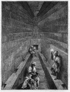 Kilátás a Kheopsz piramis (Cheops, Keops, Khoufu, Khufu) nagy galériájára Guizehben (Guiseh, Giza, Giza), Egyiptom alkotó: Unknown artist