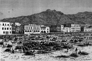 Kilátás Áden felvonulására Abesszíniában. Metszet 1880 körül alkotó: Unknown artist