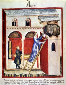 Ecet előállítás. Megvilágítás az orvostudomány és a dietetika fejéséből "" Tacuinum sanitatis"" alkotó: Unknown artist
