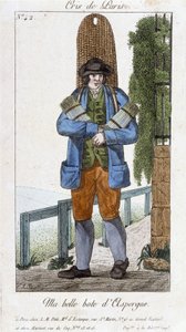 Sétáló spárgacsizma-kereskedő - „” Cris de Paris”-ban”, deb. 19. század alkotó: Unknown artist
