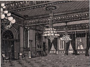 Washington, Egyesült Államok: kilátás az East Room-ra, Fehér Ház. in "" A világ 168 nézetet szemléltet"" Keltezés nélküli (19. század vége) alkotó: Unknown artist