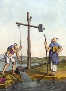 Vízöntözőrendszer Kínában – J. Ferrario: Le costume ancien et moderne, szerk. Milánó alkotó: Unknown artist