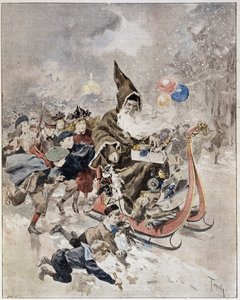 Mikulást ábrázoló akvarell. „Az illusztrált világ”. 1895.12.21. alkotó: Unknown artist